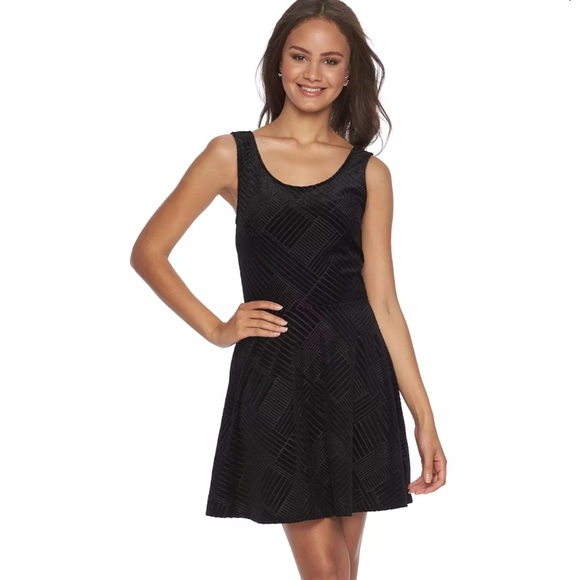 Candie's Dresses & Skirts - 🦌 NWT Candies Burnout Velvet Skater Dress black velvet Sz medium Holiday dress